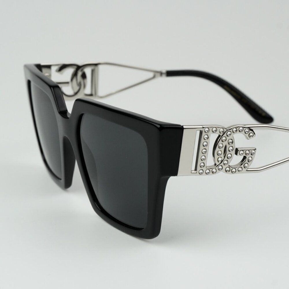 SALE! NEW D&G DG4446B 501/87  Black Silver Dark Gray Square Women Sunglasses